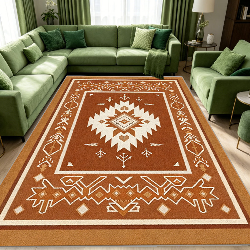 Terracotta Southwest Rug carpet-easy to clean, machine-washable, soft and comfortable; suitable for door mats, kitchens, living rooms, bedrooms, corridors, and laundry areas. Easy to clean, durable carpet for home decoration.