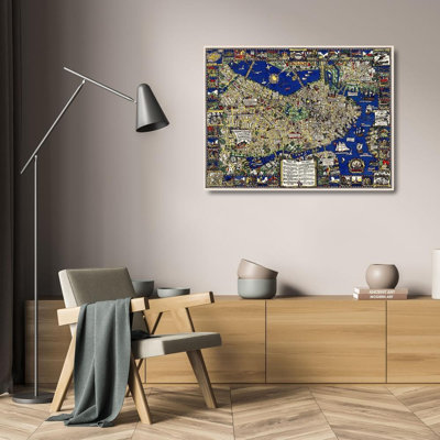 Astoria Grand Clark, Blake Everett Gallery Wrapped Canvas Art: A map of Boston decorative and historical 63077
