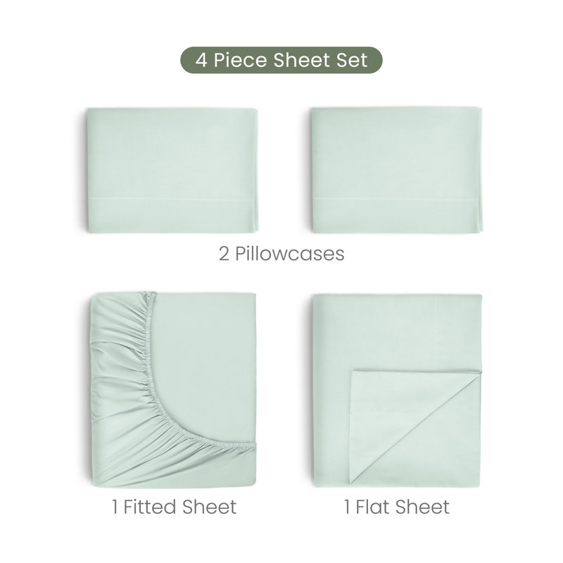 Martex Restore Solid - Soft, Breathable, Cotton Blend, Temperature Regulating, Full Sheet Set with 2 Pillowcases, Sage