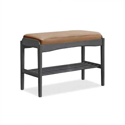 Banc rembourré en similicuir brun brun
