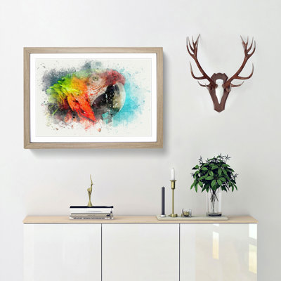 Rainbow Macaw Parrot in Abstract - Picture Frame Graphic Art Print
