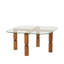 Table basse moderne avec plateau 100% verre trempé et structure 100% bois de hêtre, finition noyer, 31,5 po x 15,7 po x 31,5 po | Conception élégante et durable pour le salon et le salon, facile à nettoyer, élégance contemporaine-1838950597-1838950618