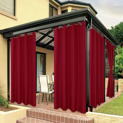 Outdoor Patio Curtains - Water Resistant, Privacy & Light Filtering, 84"X108"(Red)
