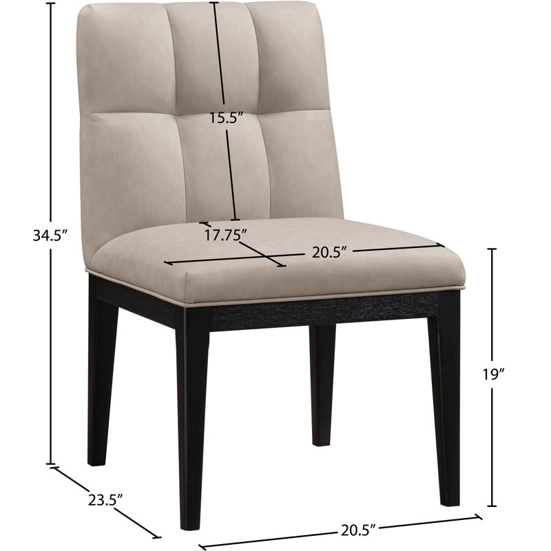 Adrian Vegan Leather Dining Side Chair, Taupe Vegan Leather, Black