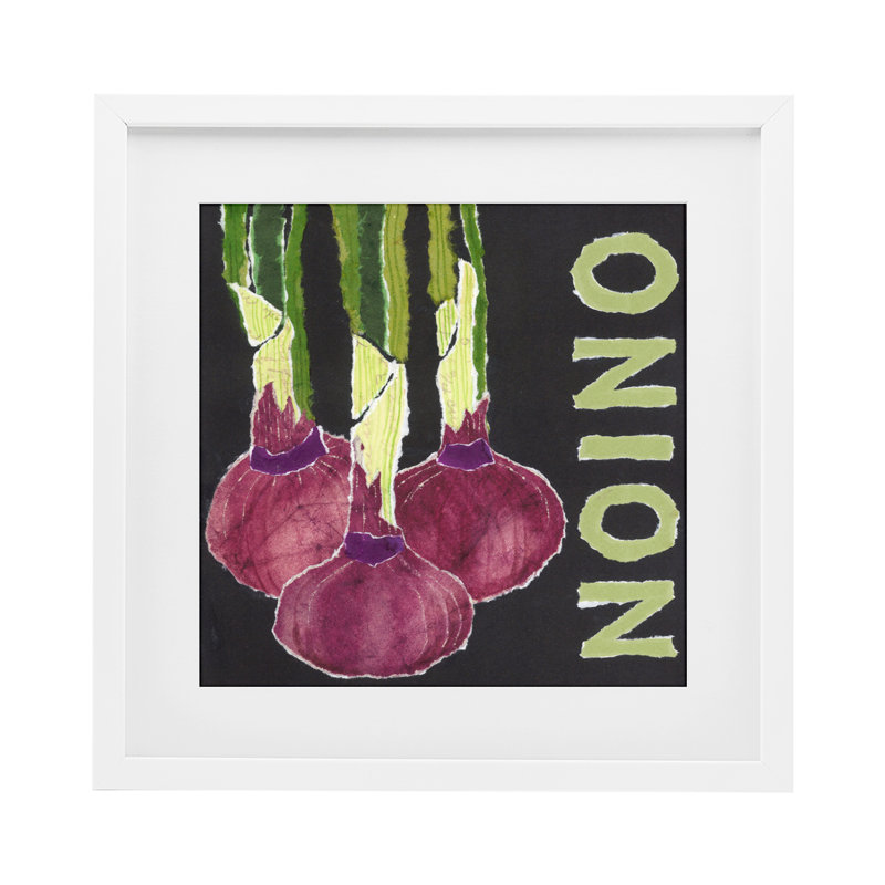 Collage d'un oignon de jardin encadré sous verre, conception de Nancy Overton, Cadre blanc côtier, H 13 po x l 13 po