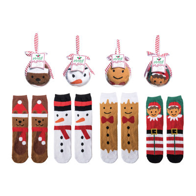  Plush Cute Christmas Character Socks 4 Home Decorations Set of 4 Christmas