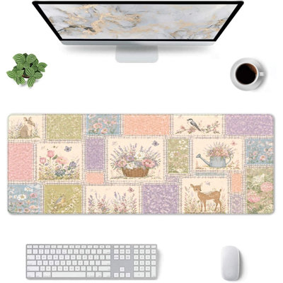 Tapis de jeu Cozy Vintage Office 15,75 x 35,4 po | Aquarelle café et livres d'art: Décoration de style de vie confortable pour les bureaux et les jeux