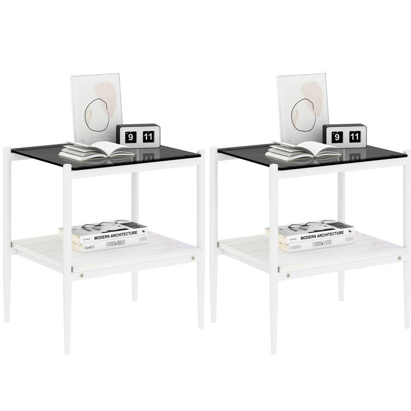 Élégante table basse et tables de bout en verre gris