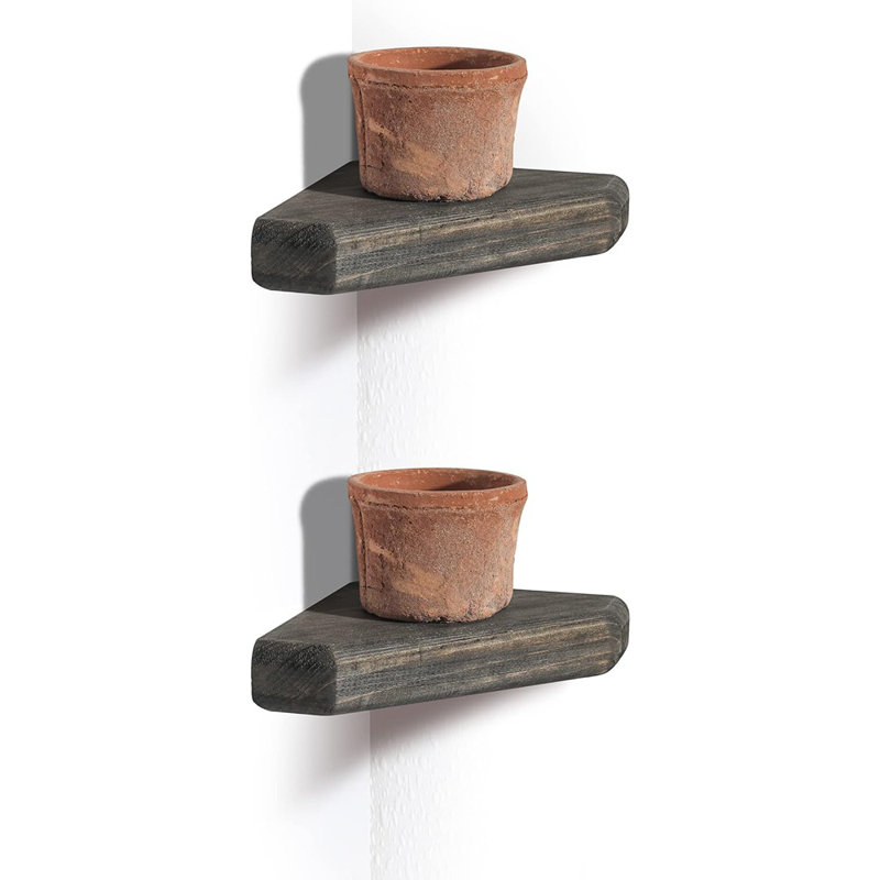 Petite tablette d'angle en bois rustique Point