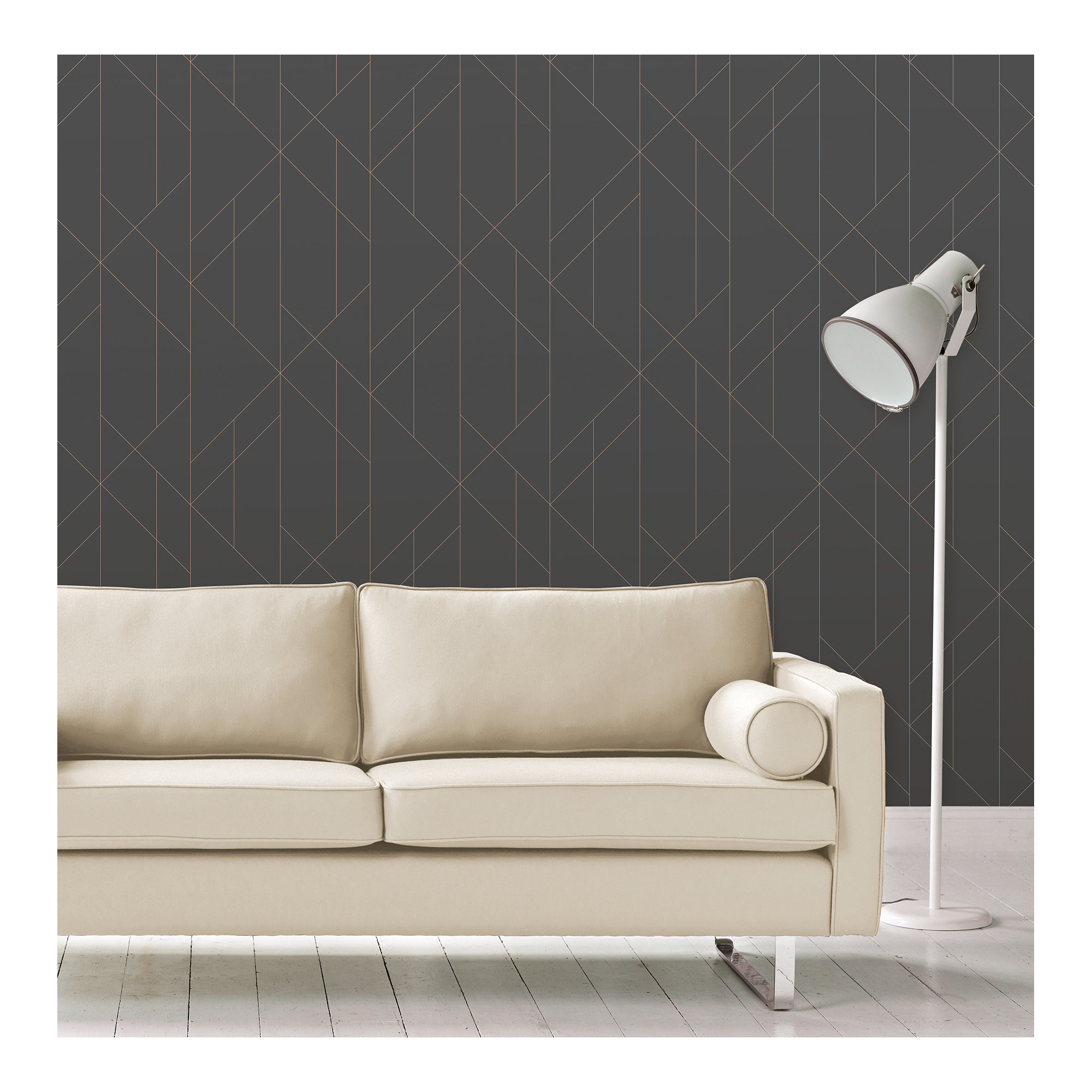 Foster Geometric Wallpaper, Charcoal