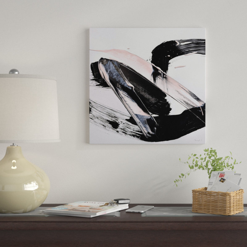 «Peach Black Blast», impression sur toile, H 18 po x l 18 po x P 1,5 po, Toile tendue, Pas de tapis