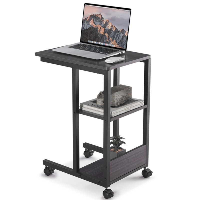 Table d'appoint roulante avec roues verrouillables, table de bout en forme avec rangement à deux niveaux | Idée de cadeau