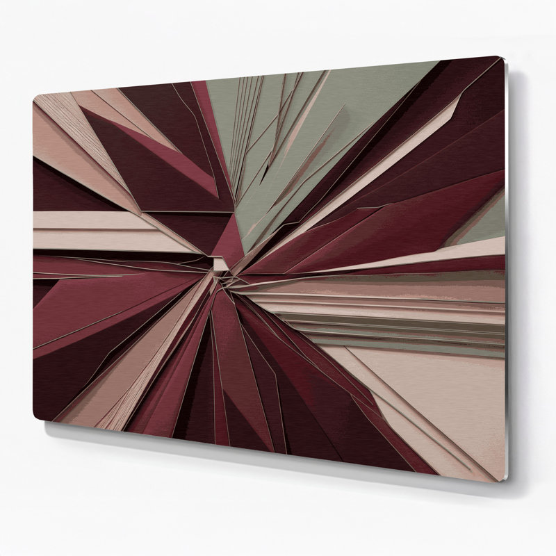 Geometric Abstraction 91 Red Metal Wall Art, 11" H x 14" W