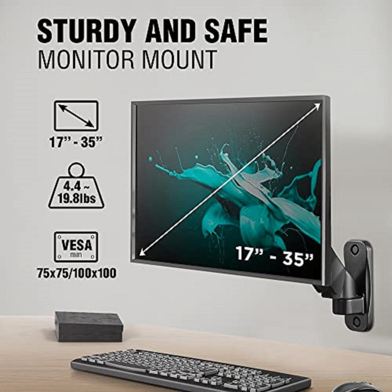 ELG F410 Full Motion Swivel Monitor Desk Wall Mount Arm Stand Gas Spring for 17”-35” VESA Screen