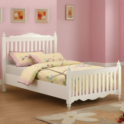 Katrice White Finish Wood Frame Twin Panel Bed