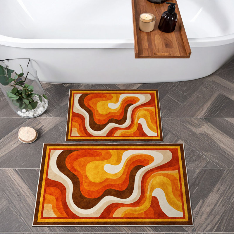 Ensemble de tapis de bain luxueux (2 pièces), orange, 19,7 po x 23,6 po et 23,6 po x 39,4 po | 100% polyester, 650 g / m², hauteur des poils de 0,2 po | Dessous antidérapant, facile à nettoyer avec une machine à laver et passer l'aspirateur | Décoration de salle de bain élégante et fonctionnelle