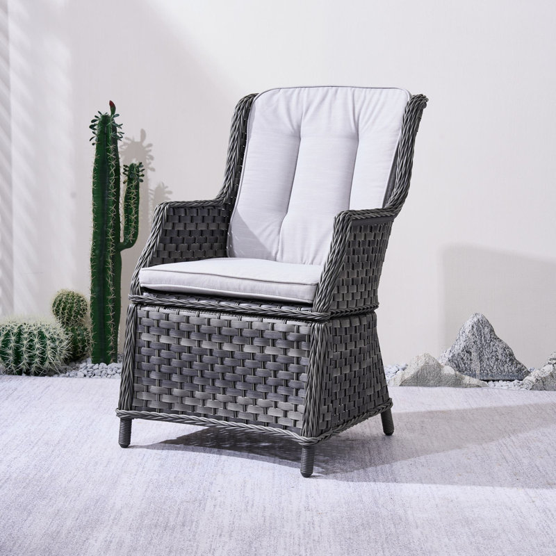 Aeryna Patio Dining Armchair With Cushions, White/Grey