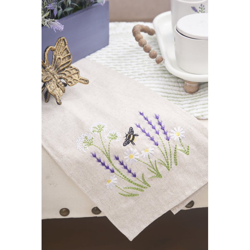 Serviette essuie-mains brodée Lavender & Bee Garden