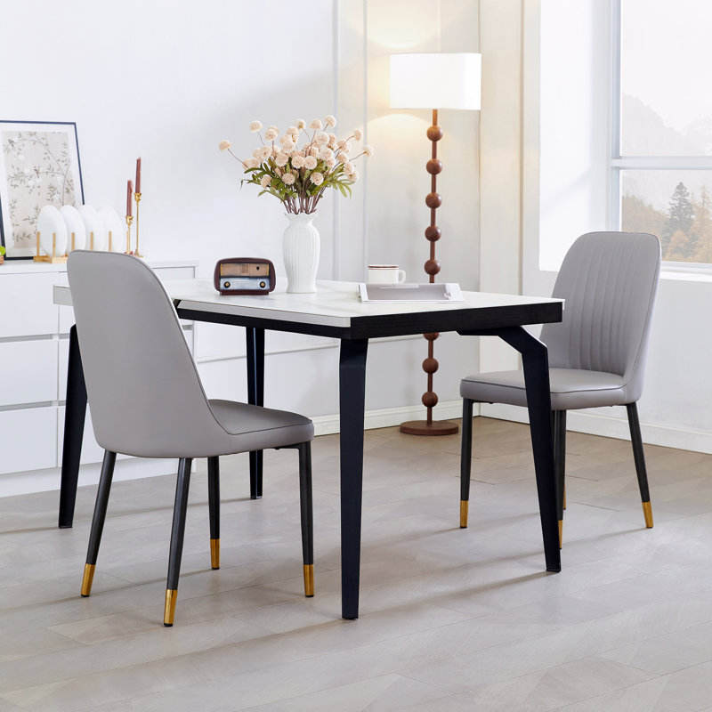 Chaises de salle à manger rembourrées modernes avec coussins épais et structure robuste, ensemble de 2