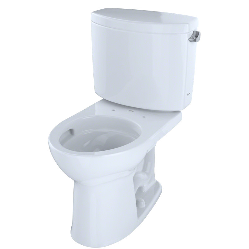 Drake® 1.28 GPF (Water Efficient) Round Two-Piece Toilet (Seat Not Included), Cotton White, Left Hand Lever