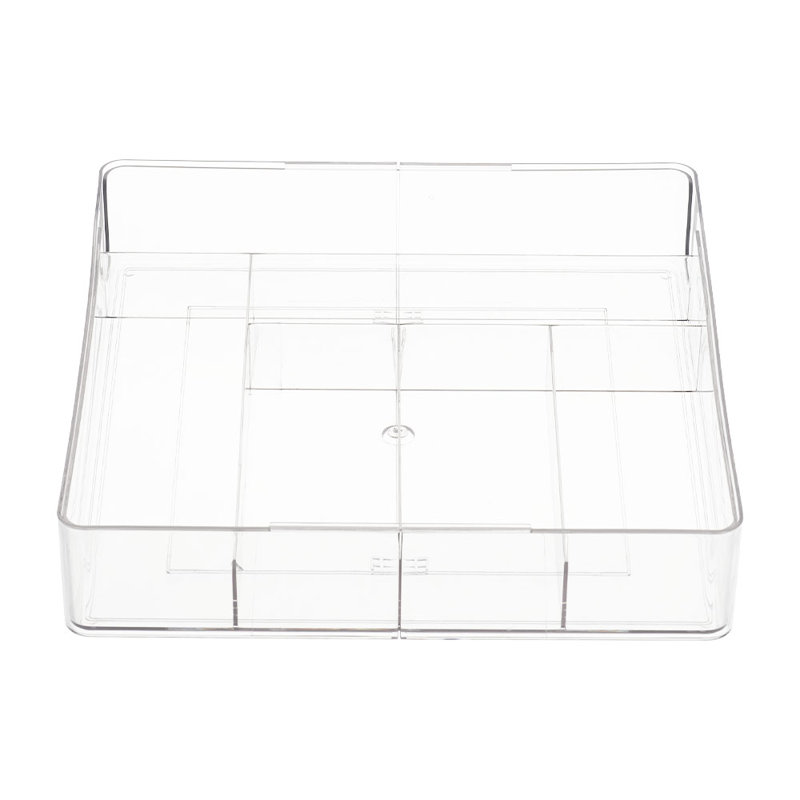 Adjustable Clear Drawer Organiser Tray with 6 Compartments, Clear