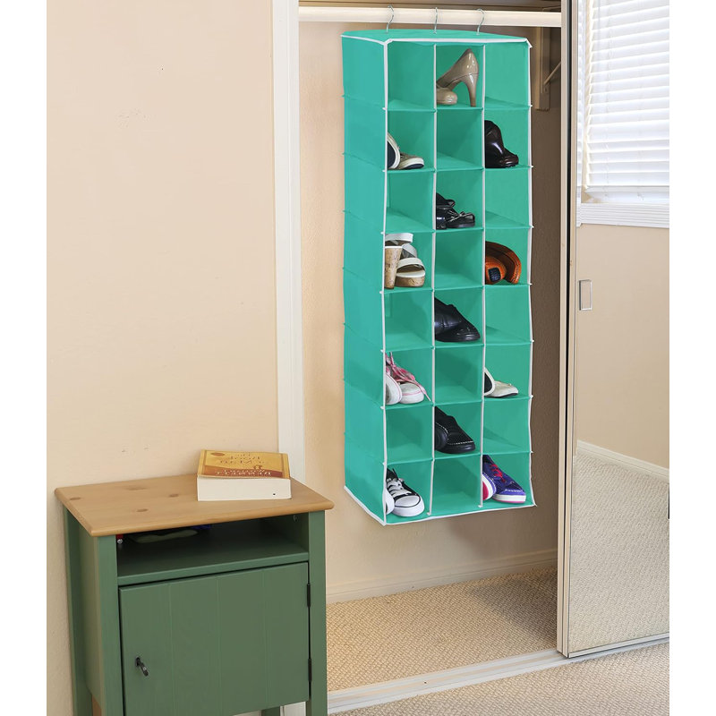 24 Pair Hanging Shoe Organizer, Green