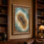 Tableau mural sur toile représentant une section transversale de géode turquoise et brune tourbillonnante-1184467364