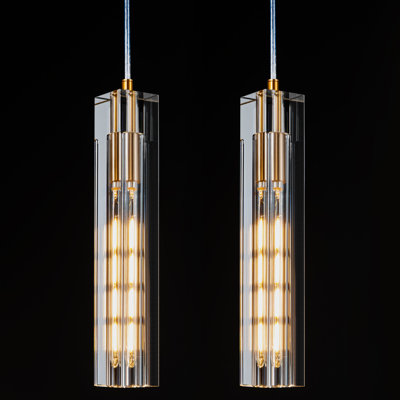 Modern Crystal Mini Pendant Lights (2 Pack)