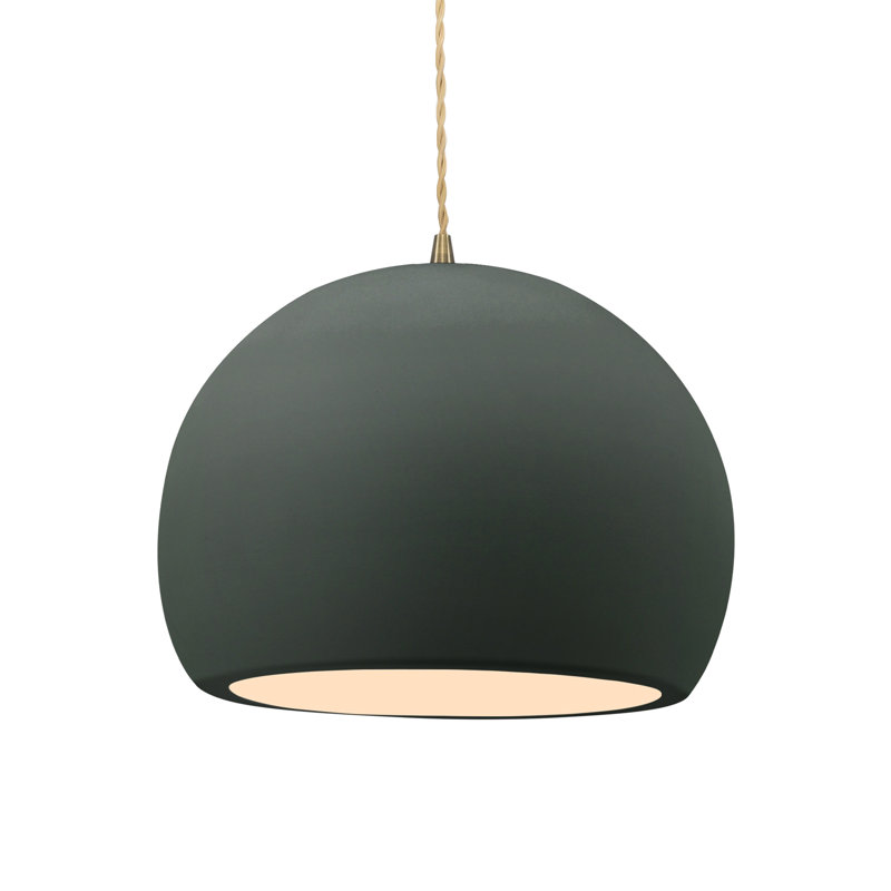 Luminaire suspendu à 1 lumière Aschwin, H 7,75 po x l 10 po x P 10 po, Étain, vert, Laiton antique