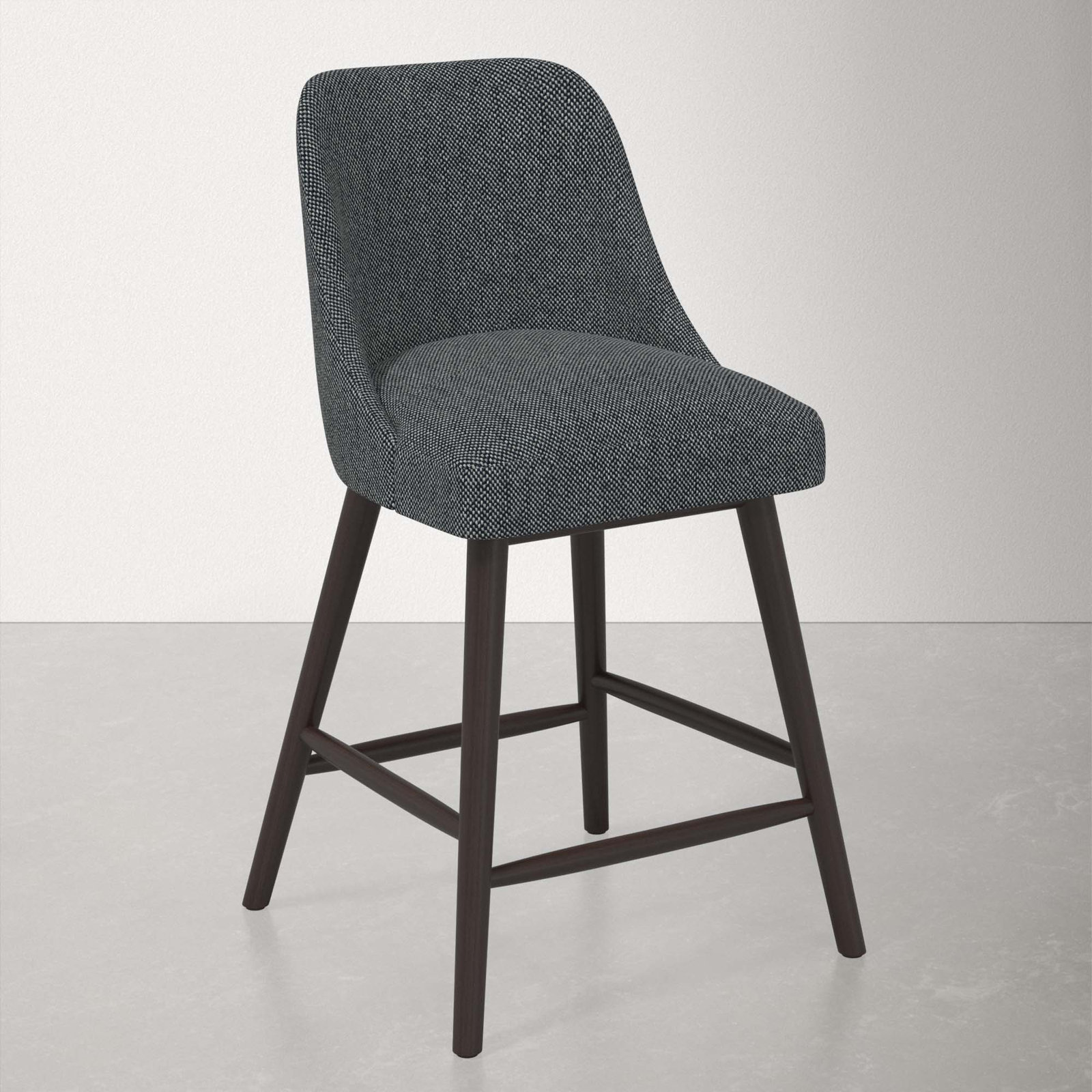 Gallie Stool, Espresso, Counter Stool (27" Seat Height), Milsap Navy Sustain Tweed