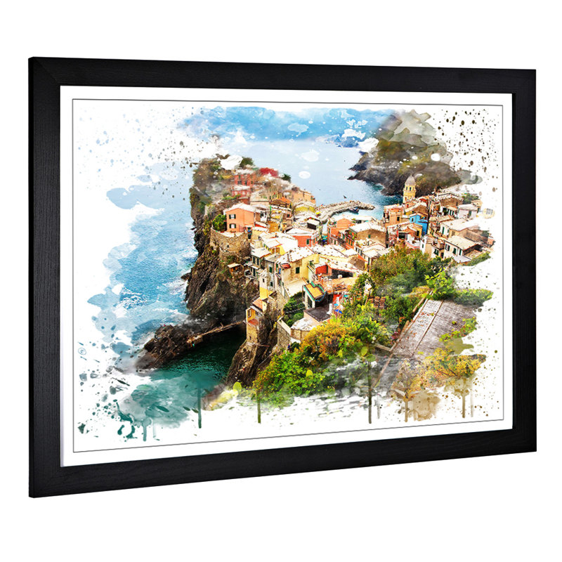 Landscape Cinque Terre Italy - Wall Art, 45cm H x 62cm W, Framed Picture