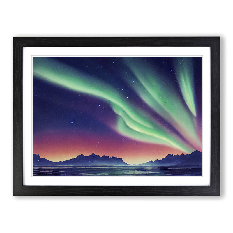 Northern Lights Vol.2 - Single Picture Frame Print, 46cm H x 64cm W x 2cm D, Black