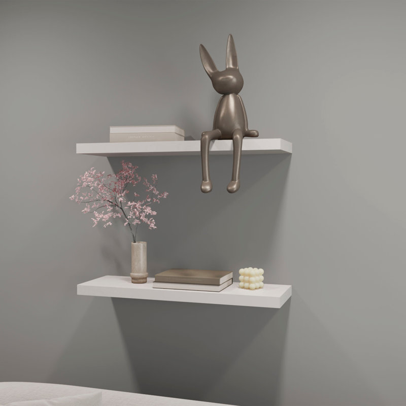 Benessa 2 Piece Floating Shelf, 3.8cm H x 80cm W x 25cm D, White