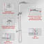 Chrome Rainfall Thermostatic Shower Mixer Set Square with Overhead & Handheld Shower Head-1384676960