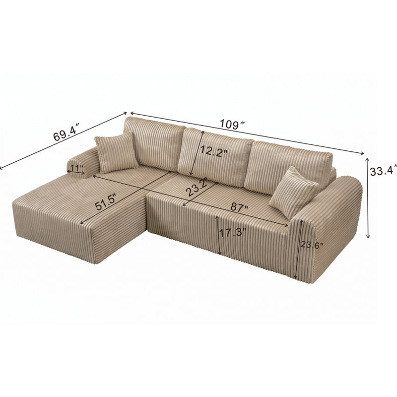 Canapé modulaire Boneless 109 po Cloud, Chameau