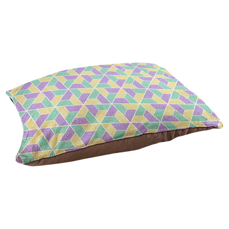 Coussin pour chien Byrge Trapezoids, Grand (l 40 po x P 30 po x H 32,5 po), Jaune/vert