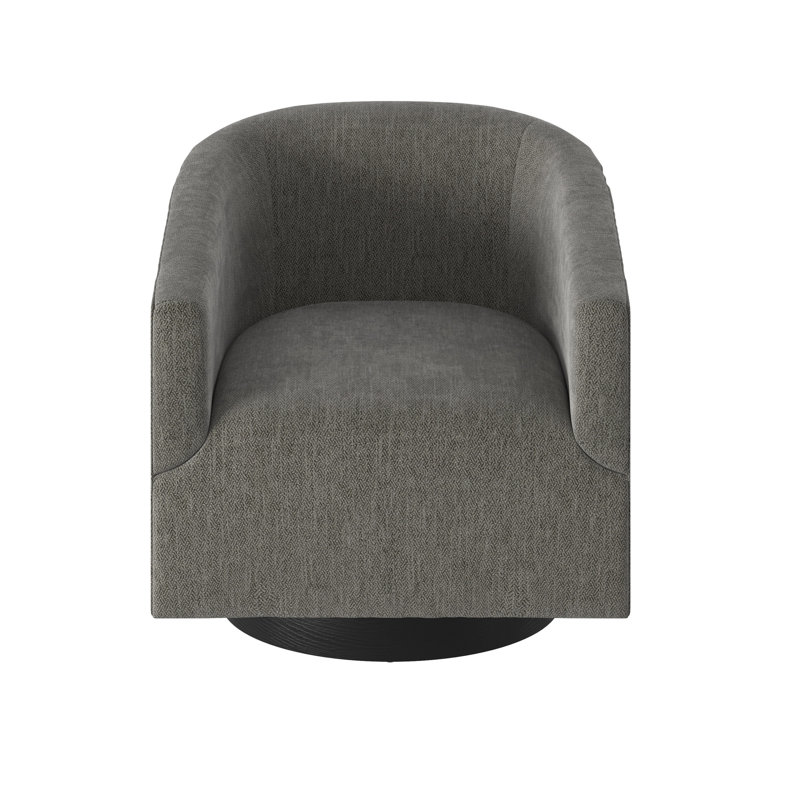 Chaise pivotante à base de bois anthracite pour le salon - Tissu durable gris, Gris anthracite