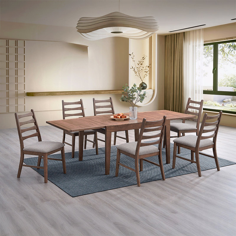Ensemble de salle à manger 7 pièces et 6 chaises avec mobilier de cuisine moderne extensible, 7 pièces : table, 6 chaises