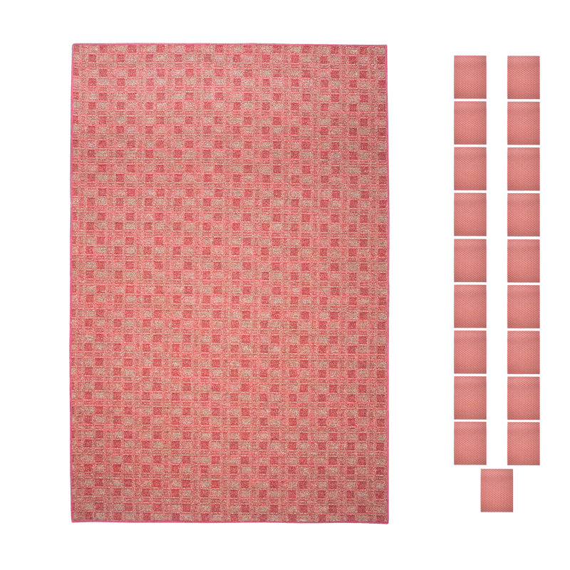 Ensemble de tapis intérieur / extérieur en polyester touffeté à la machine Kymberlyn, Rectangle 2 pi x 4 pi