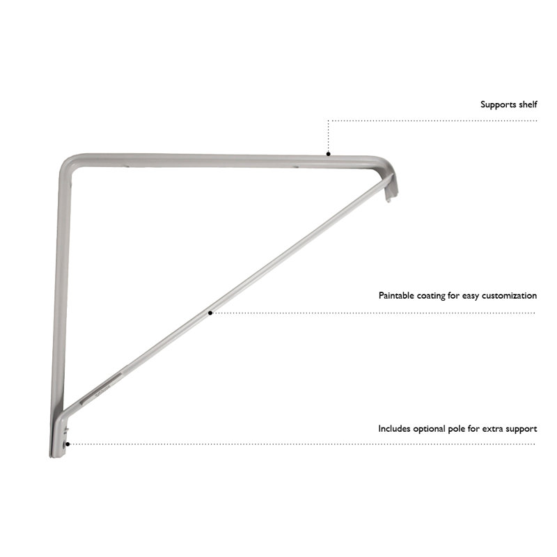 Puglia Shelf Rod Bracket Steel Shelf Rod Bracket for Closet Storage Shelf with Hook, Pack of 3, White – Design House
