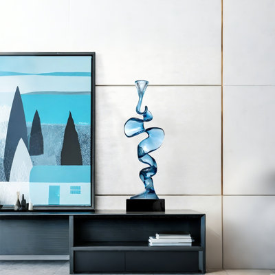 36.22"An elongated black marble base with a transparent color resin body as the main component