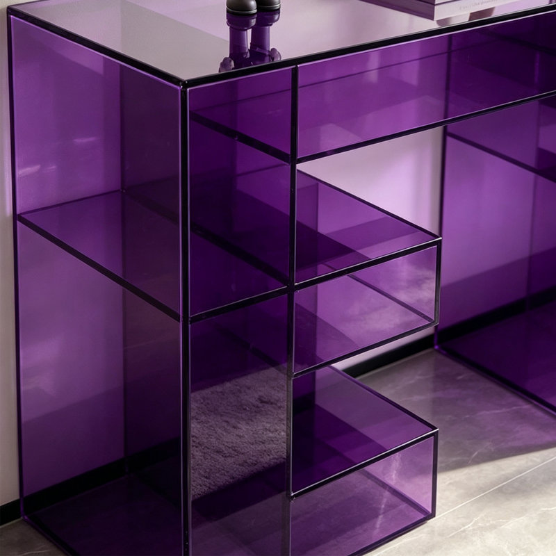 Console mauve en acrylique, 27.56" H x 31.5" W x 11.81" D