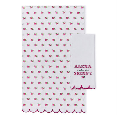 Set of 2 Alexa Make Me Printed Skinny Cotton Kitchen Dish Towels 29" L