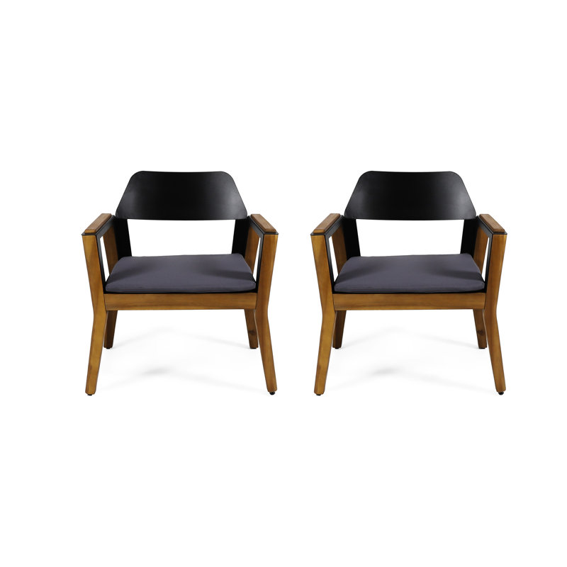 De 2 chaises d'extérieur en bois avec coussins d'eau, conception élégante pour la cour, le jardin, la terrasse, le balcon, assemblage facile inclus Club 2 pièces dans un style industriel moderne, structure sans effort