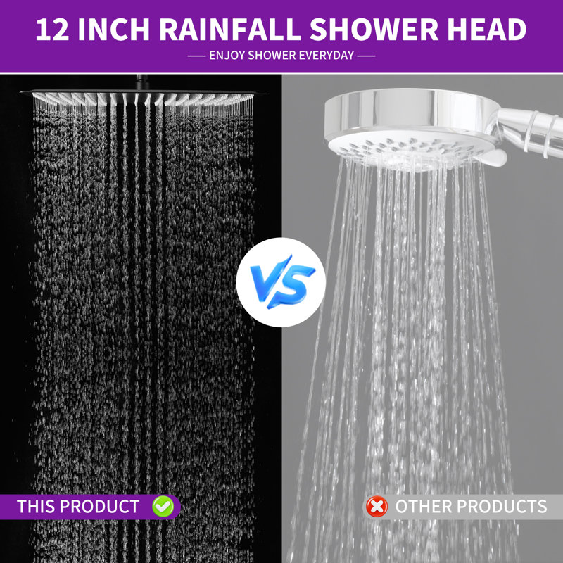 Rain Rain Shower Head 2.5 GPM GPM, Matte Black