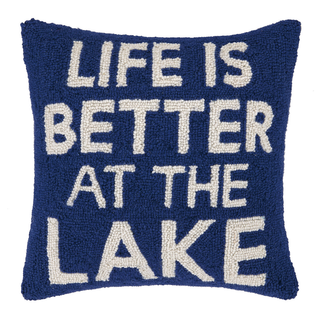  Life Is Better at The Lake Wool Throw Pillow Peking Handicraft