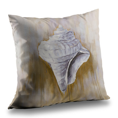 Conical Shell Bedroom Still Life Throw Pillow – Poly Twill Throw Pillow with Insert, Double-Sided Print