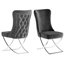 De 2 chaises de salle à manger rembourrées grises - pieds argentés, mousse haute densité, dossier de conception, fabrication en bois de hêtre avec siège en mousse grise, pieds en métal, sensation rustique moderne, structure intérieure