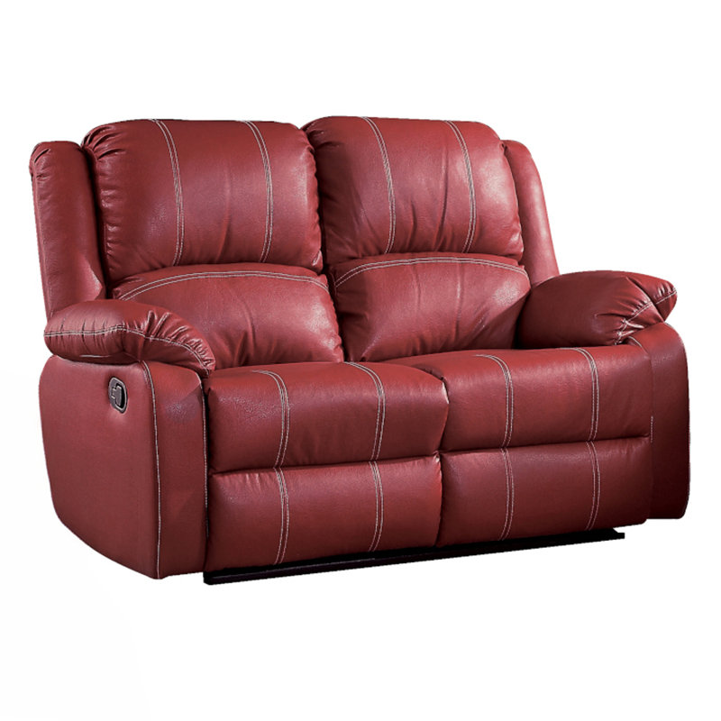 Hagar 60"L Upholstered Reclining Loveseat, Red Faux Leather