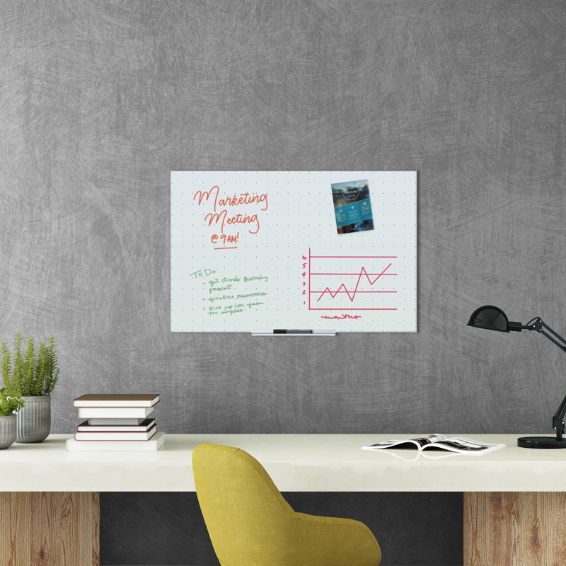 White Frosted Frameless Glass Dry-Erase Board, 36" x 24"